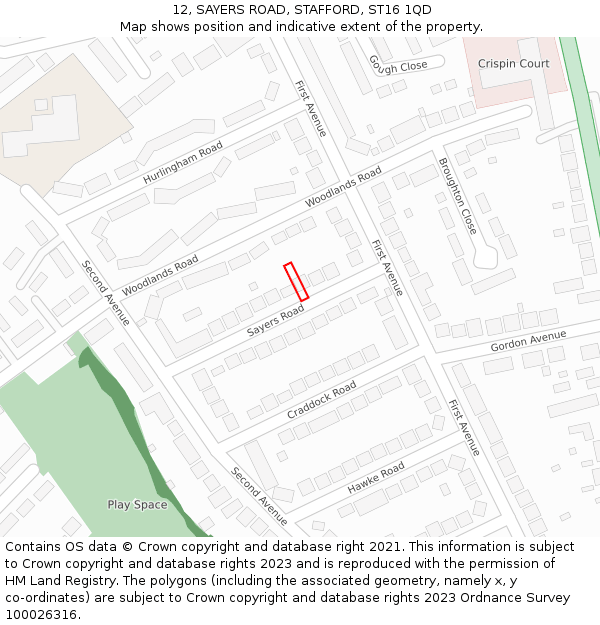 12, SAYERS ROAD, STAFFORD, ST16 1QD: Location map and indicative extent of plot