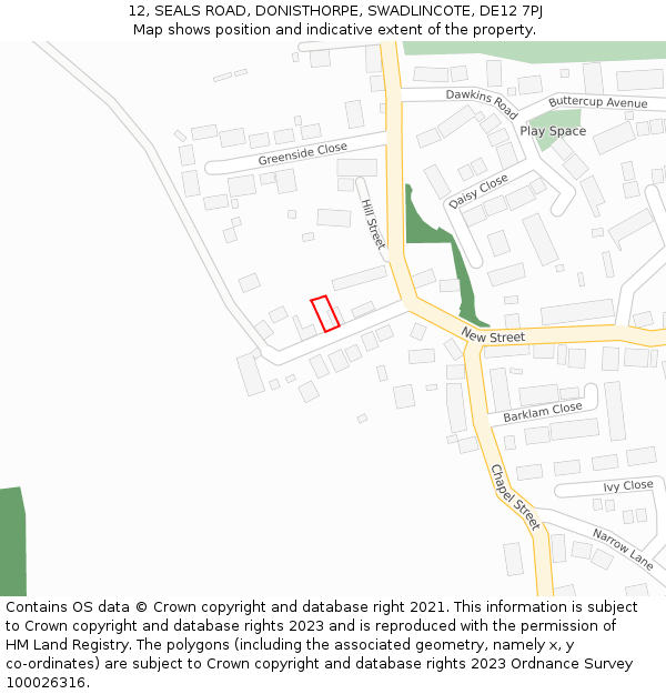 12, SEALS ROAD, DONISTHORPE, SWADLINCOTE, DE12 7PJ: Location map and indicative extent of plot