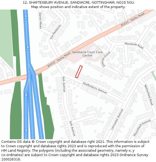 12, SHAFTESBURY AVENUE, SANDIACRE, NOTTINGHAM, NG10 5GU: Location map and indicative extent of plot