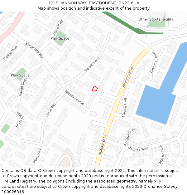 12, SHANNON WAY, EASTBOURNE, BN23 6UA: Location map and indicative extent of plot