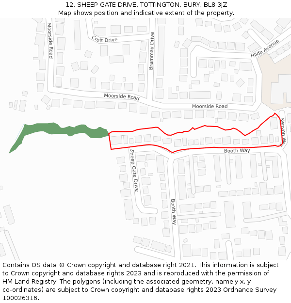 12, SHEEP GATE DRIVE, TOTTINGTON, BURY, BL8 3JZ: Location map and indicative extent of plot