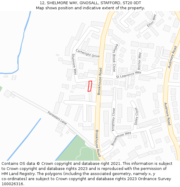 12, SHELMORE WAY, GNOSALL, STAFFORD, ST20 0DT: Location map and indicative extent of plot