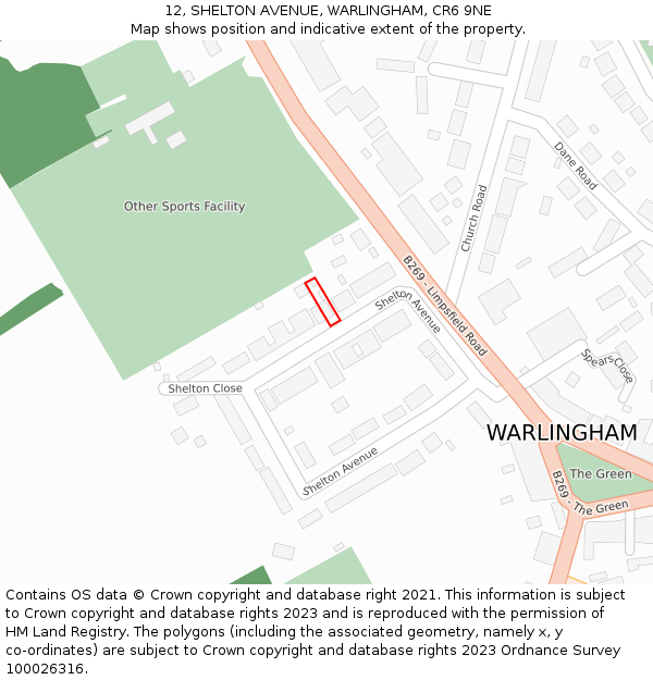 12, SHELTON AVENUE, WARLINGHAM, CR6 9NE: Location map and indicative extent of plot