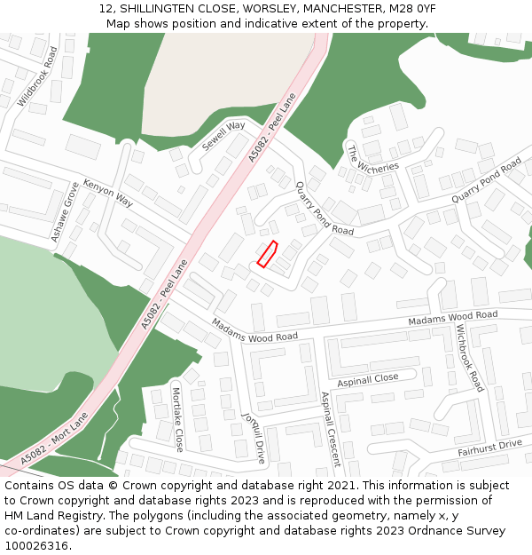 12, SHILLINGTEN CLOSE, WORSLEY, MANCHESTER, M28 0YF: Location map and indicative extent of plot