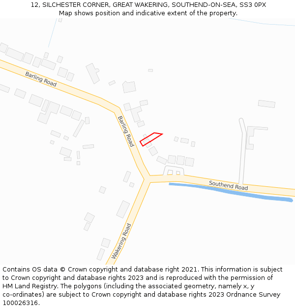 12, SILCHESTER CORNER, GREAT WAKERING, SOUTHEND-ON-SEA, SS3 0PX: Location map and indicative extent of plot