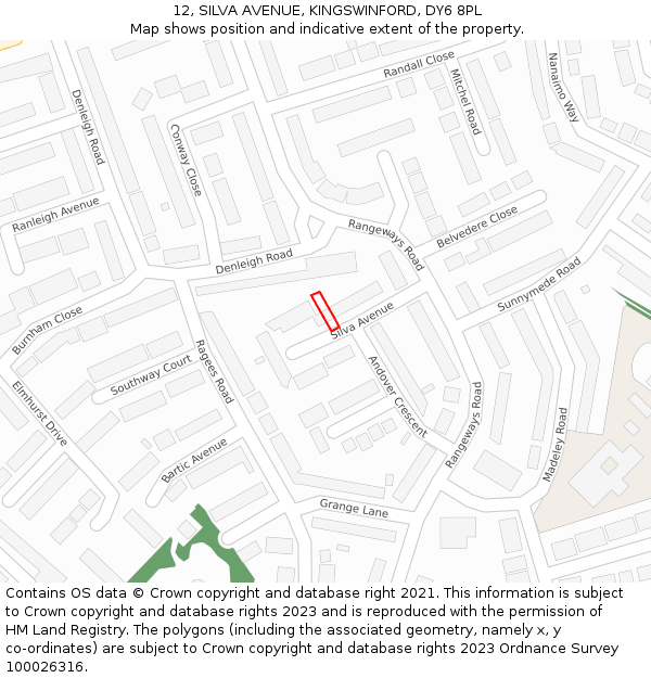 12, SILVA AVENUE, KINGSWINFORD, DY6 8PL: Location map and indicative extent of plot