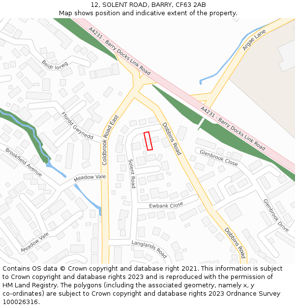 12, SOLENT ROAD, BARRY, CF63 2AB: Location map and indicative extent of plot