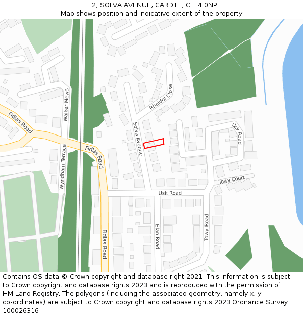 12, SOLVA AVENUE, CARDIFF, CF14 0NP: Location map and indicative extent of plot