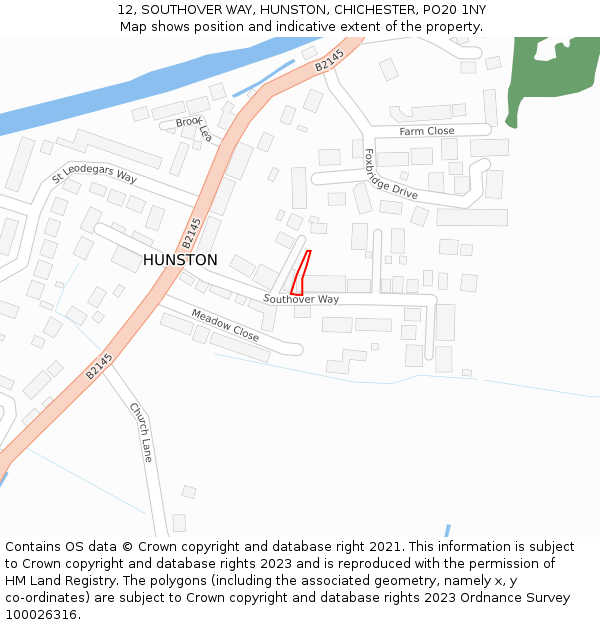 12, SOUTHOVER WAY, HUNSTON, CHICHESTER, PO20 1NY: Location map and indicative extent of plot