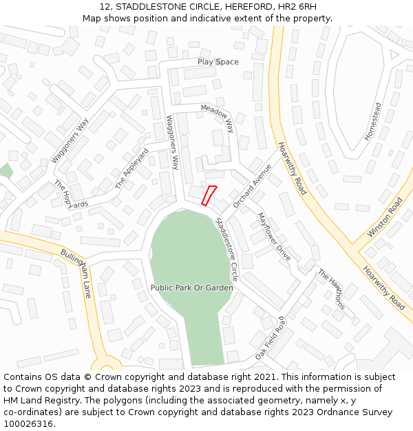 12, STADDLESTONE CIRCLE, HEREFORD, HR2 6RH: Location map and indicative extent of plot