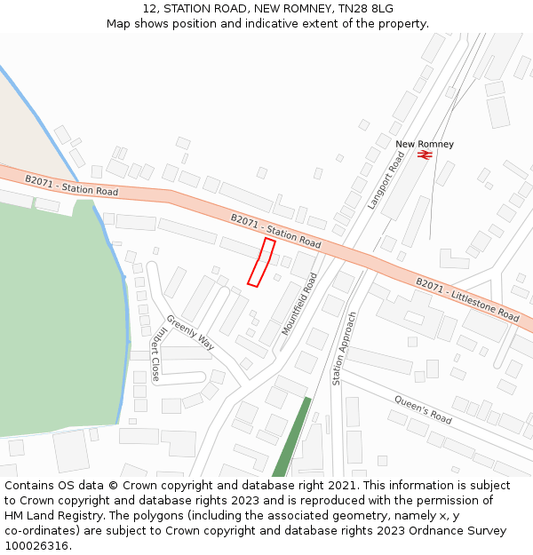 12, STATION ROAD, NEW ROMNEY, TN28 8LG: Location map and indicative extent of plot