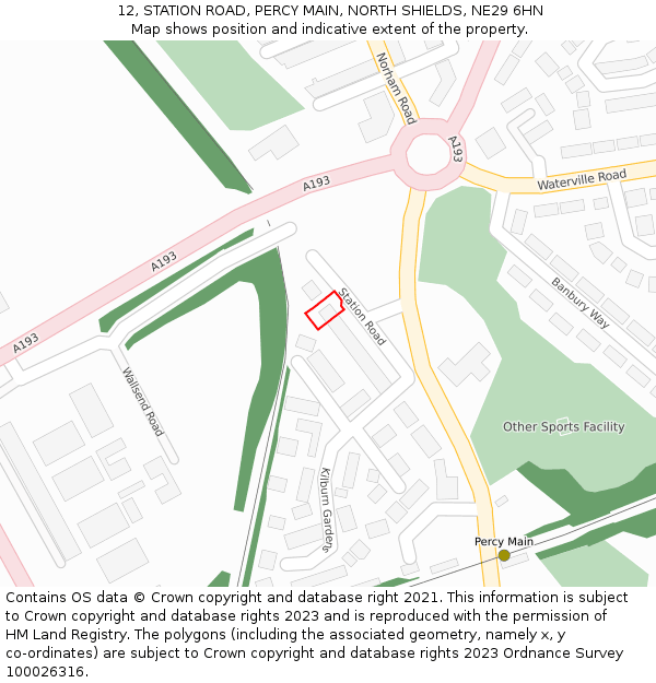 12, STATION ROAD, PERCY MAIN, NORTH SHIELDS, NE29 6HN: Location map and indicative extent of plot