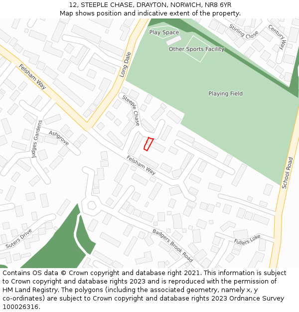 12, STEEPLE CHASE, DRAYTON, NORWICH, NR8 6YR: Location map and indicative extent of plot