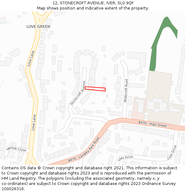 12, STONECROFT AVENUE, IVER, SL0 9QF: Location map and indicative extent of plot