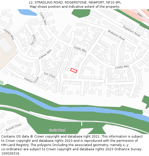 12, STRADLING ROAD, ROGERSTONE, NEWPORT, NP10 9PL: Location map and indicative extent of plot