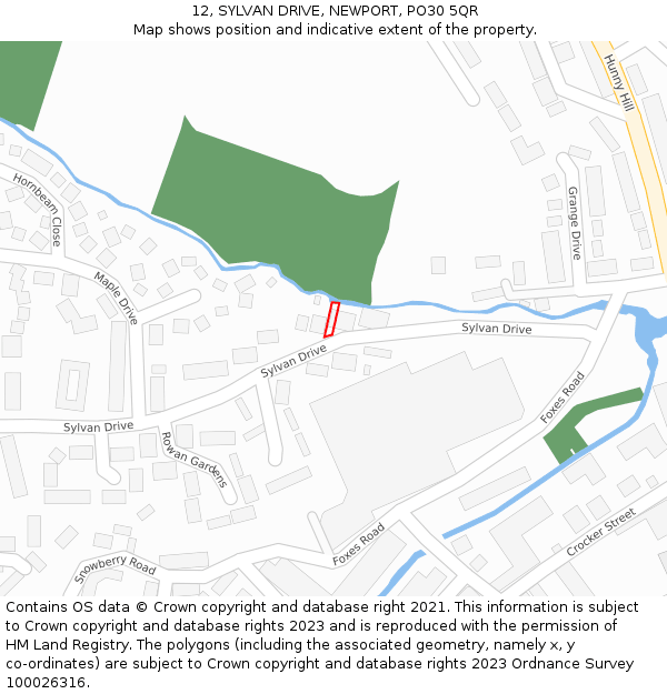 12, SYLVAN DRIVE, NEWPORT, PO30 5QR: Location map and indicative extent of plot