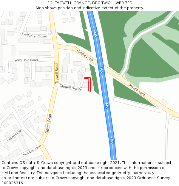 12, TAGWELL GRANGE, DROITWICH, WR9 7FD: Location map and indicative extent of plot