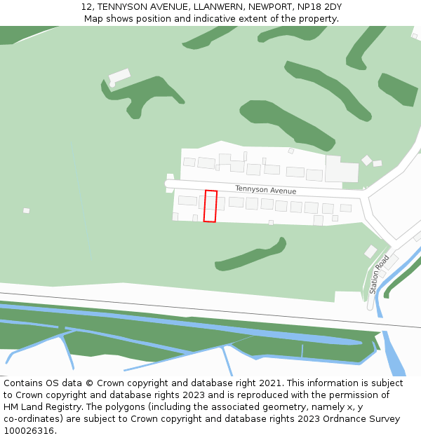12, TENNYSON AVENUE, LLANWERN, NEWPORT, NP18 2DY: Location map and indicative extent of plot
