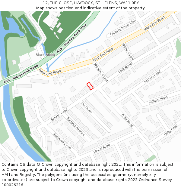 12, THE CLOSE, HAYDOCK, ST HELENS, WA11 0BY: Location map and indicative extent of plot