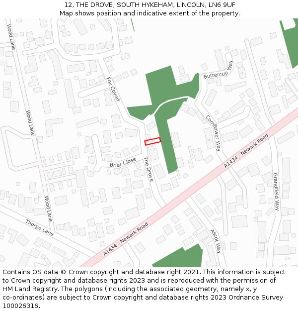 12, THE DROVE, SOUTH HYKEHAM, LINCOLN, LN6 9UF: Location map and indicative extent of plot