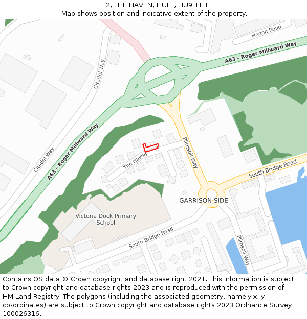 12, THE HAVEN, HULL, HU9 1TH: Location map and indicative extent of plot