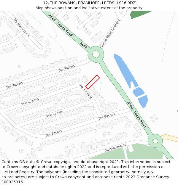 12, THE ROWANS, BRAMHOPE, LEEDS, LS16 9DZ: Location map and indicative extent of plot