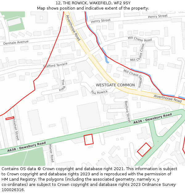 12, THE ROWICK, WAKEFIELD, WF2 9SY: Location map and indicative extent of plot