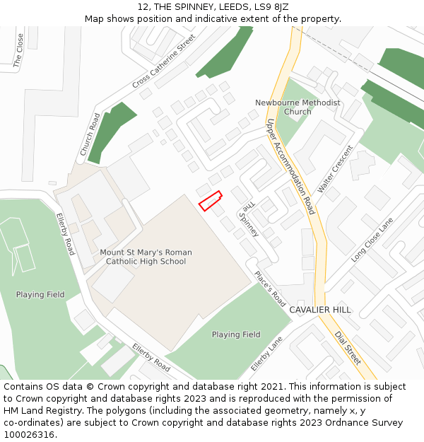 12, THE SPINNEY, LEEDS, LS9 8JZ: Location map and indicative extent of plot