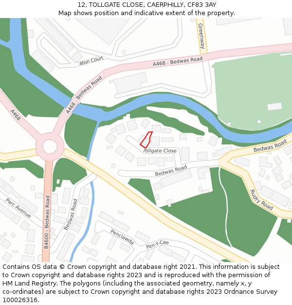 12, TOLLGATE CLOSE, CAERPHILLY, CF83 3AY: Location map and indicative extent of plot