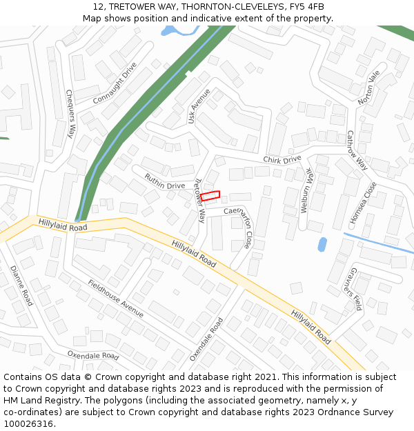 12, TRETOWER WAY, THORNTON-CLEVELEYS, FY5 4FB: Location map and indicative extent of plot