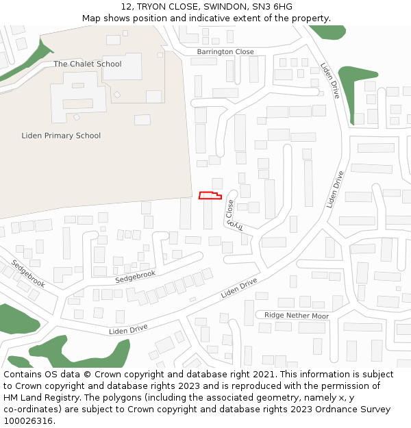 12, TRYON CLOSE, SWINDON, SN3 6HG: Location map and indicative extent of plot
