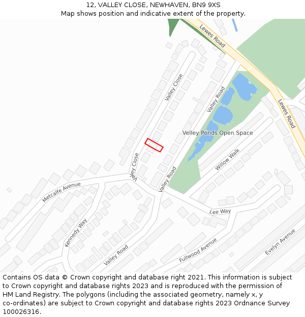 12, VALLEY CLOSE, NEWHAVEN, BN9 9XS: Location map and indicative extent of plot