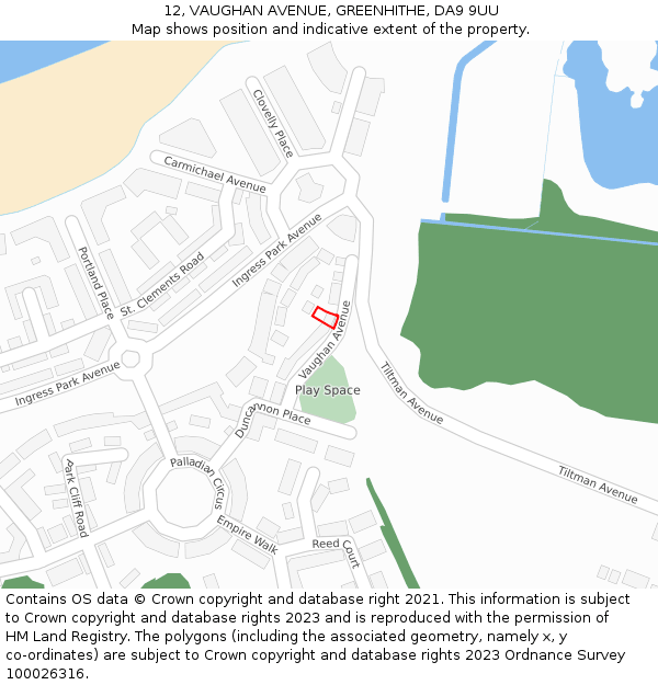 12, VAUGHAN AVENUE, GREENHITHE, DA9 9UU: Location map and indicative extent of plot