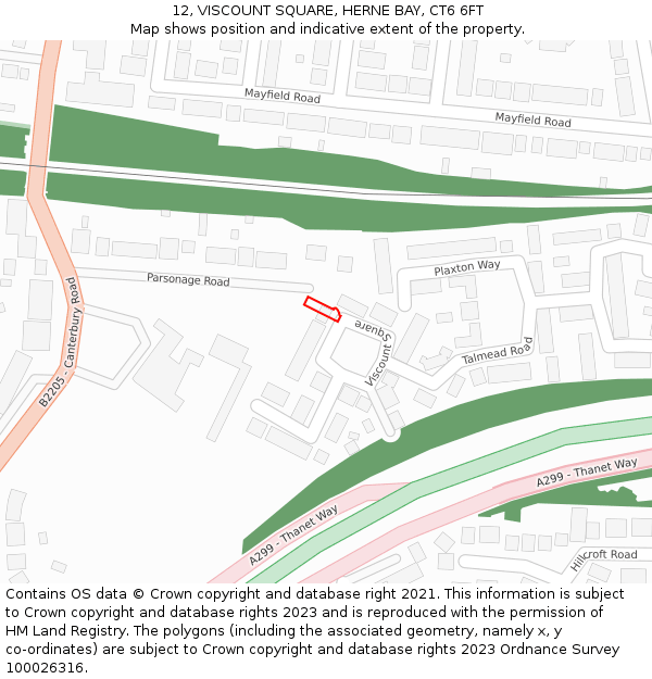 12, VISCOUNT SQUARE, HERNE BAY, CT6 6FT: Location map and indicative extent of plot