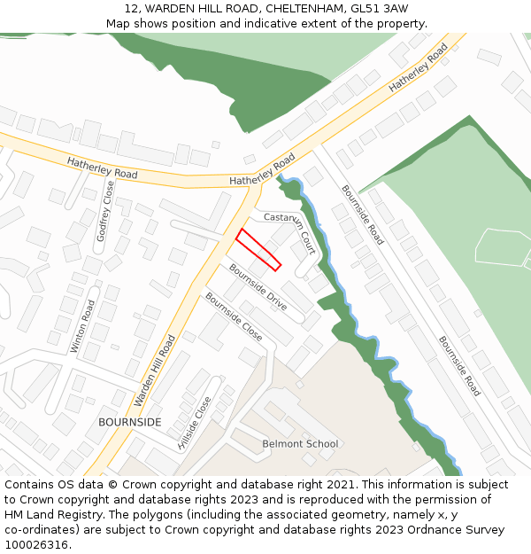 12, WARDEN HILL ROAD, CHELTENHAM, GL51 3AW: Location map and indicative extent of plot