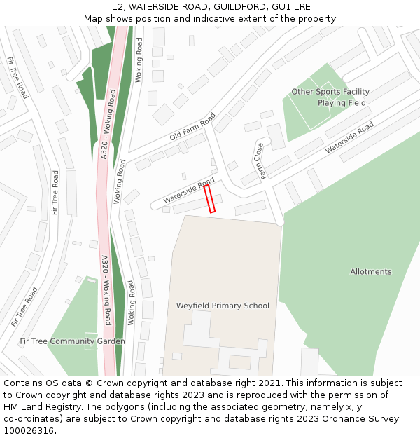 12, WATERSIDE ROAD, GUILDFORD, GU1 1RE: Location map and indicative extent of plot