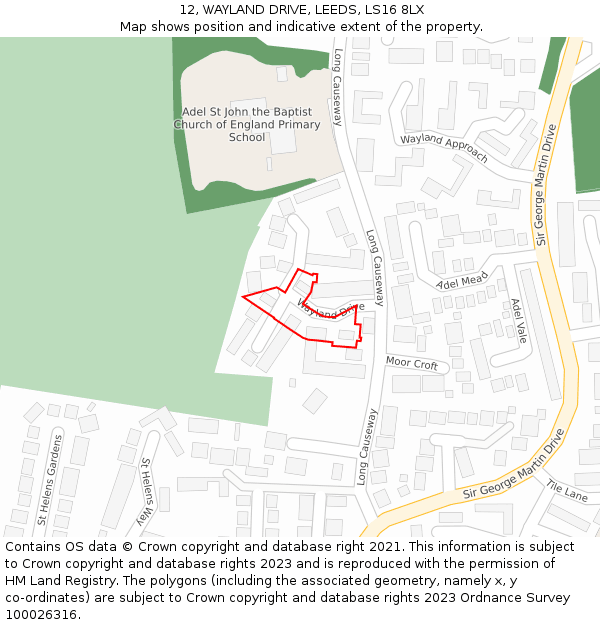 12, WAYLAND DRIVE, LEEDS, LS16 8LX: Location map and indicative extent of plot