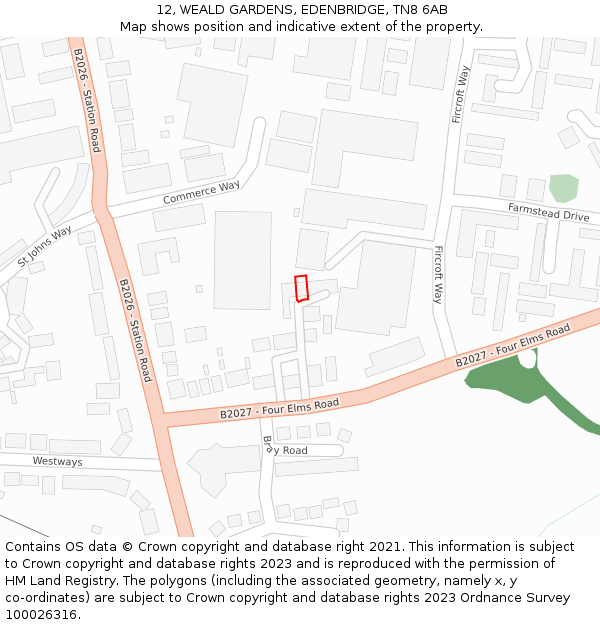 12, WEALD GARDENS, EDENBRIDGE, TN8 6AB: Location map and indicative extent of plot