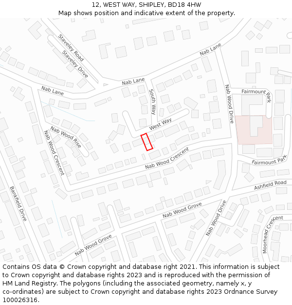 12, WEST WAY, SHIPLEY, BD18 4HW: Location map and indicative extent of plot