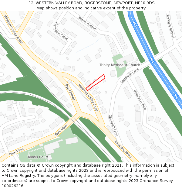 12, WESTERN VALLEY ROAD, ROGERSTONE, NEWPORT, NP10 9DS: Location map and indicative extent of plot