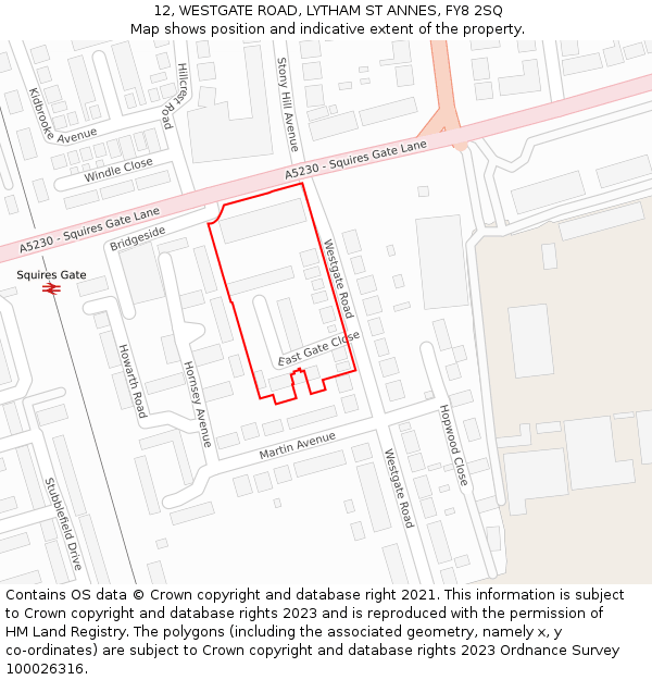 12, WESTGATE ROAD, LYTHAM ST ANNES, FY8 2SQ: Location map and indicative extent of plot