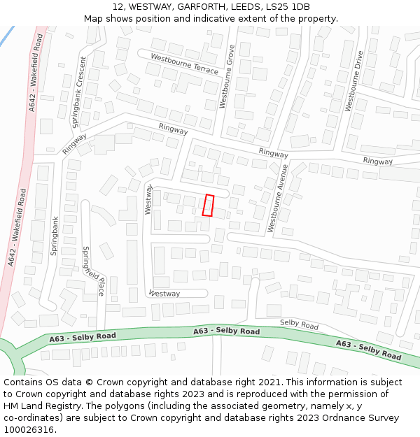 12, WESTWAY, GARFORTH, LEEDS, LS25 1DB: Location map and indicative extent of plot