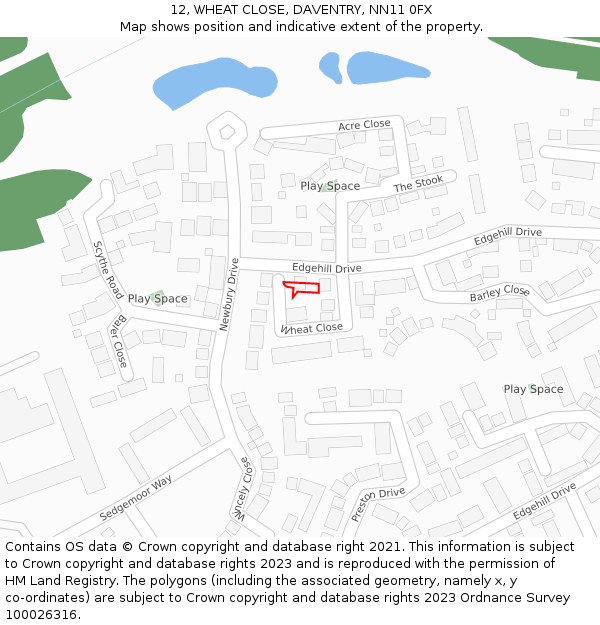 12, WHEAT CLOSE, DAVENTRY, NN11 0FX: Location map and indicative extent of plot