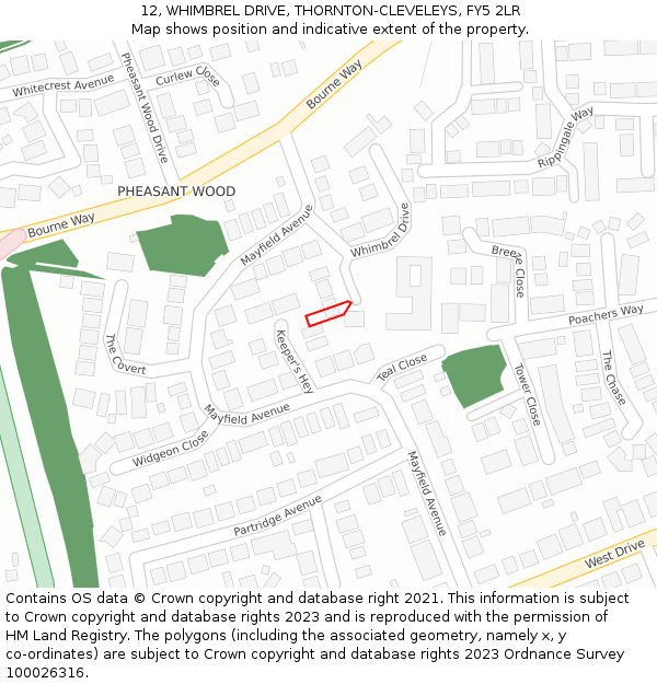 12, WHIMBREL DRIVE, THORNTON-CLEVELEYS, FY5 2LR: Location map and indicative extent of plot