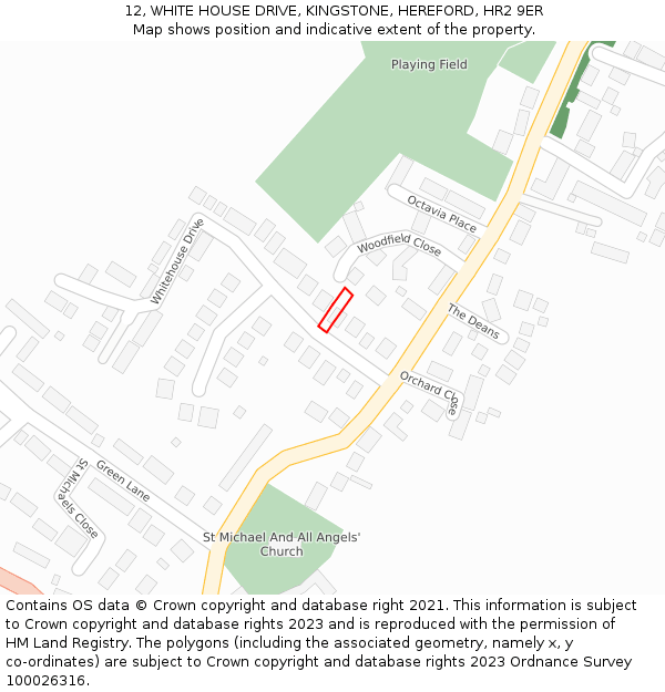 12, WHITE HOUSE DRIVE, KINGSTONE, HEREFORD, HR2 9ER: Location map and indicative extent of plot