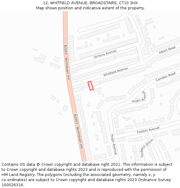 12, WHITFIELD AVENUE, BROADSTAIRS, CT10 3HX: Location map and indicative extent of plot