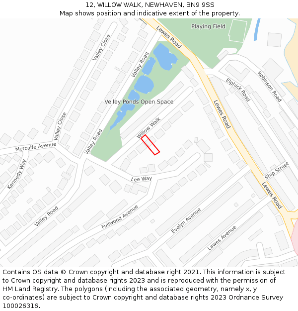 12, WILLOW WALK, NEWHAVEN, BN9 9SS: Location map and indicative extent of plot