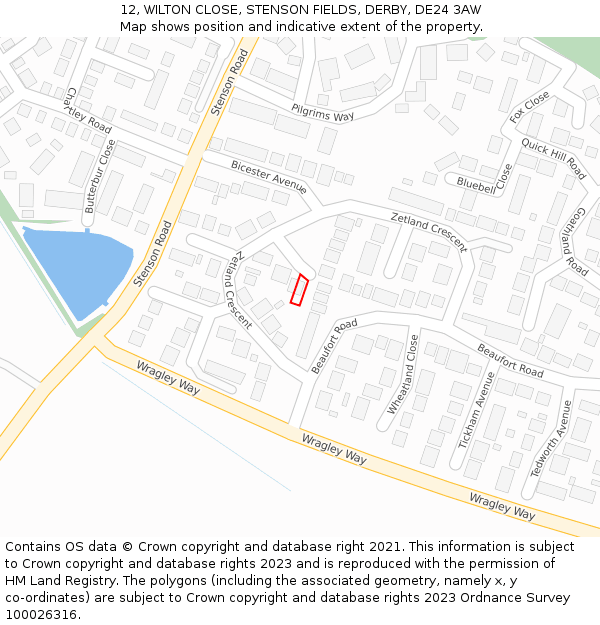 12, WILTON CLOSE, STENSON FIELDS, DERBY, DE24 3AW: Location map and indicative extent of plot