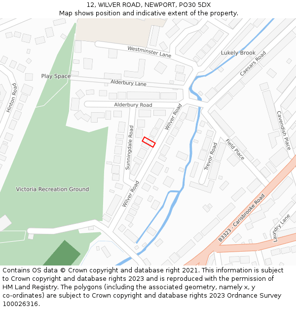 12, WILVER ROAD, NEWPORT, PO30 5DX: Location map and indicative extent of plot