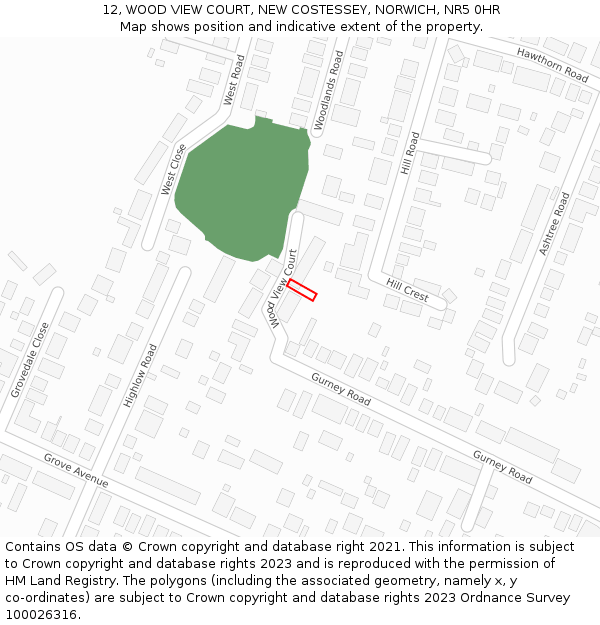 12, WOOD VIEW COURT, NEW COSTESSEY, NORWICH, NR5 0HR: Location map and indicative extent of plot